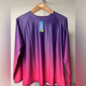 Women’s Plus Size Long Sleeve Rash Guard Loose Fit Swimsuit Top